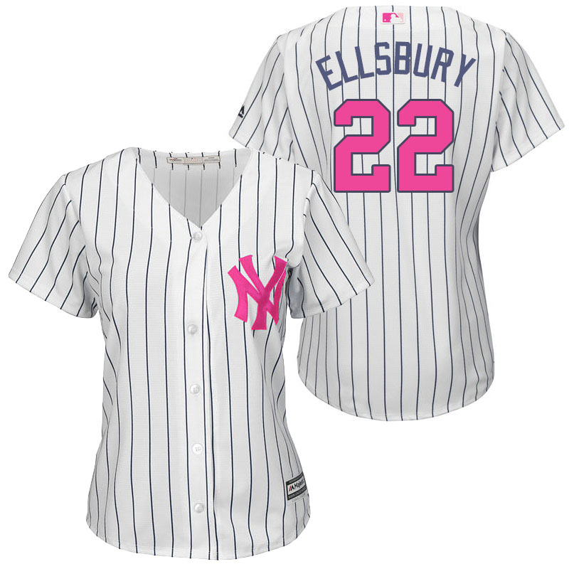 Women's New York Yankees #22 Jacoby Ellsbury White Home 2016 Mother's Day Cool Base Jersey