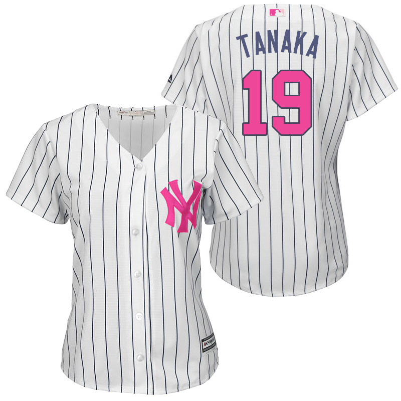 Women's New York Yankees #19 Masahiro Tanaka White Home 2016 Mother's Day Cool Base Jersey