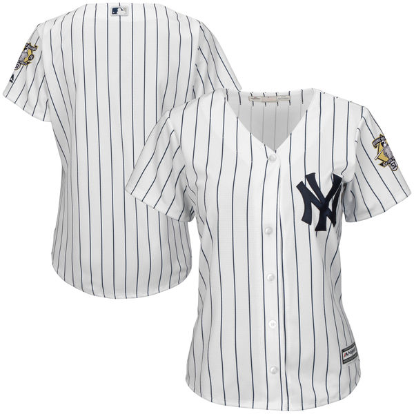 Women's New York Yankees Majestic White Commemorative Retirement Patch Jersey