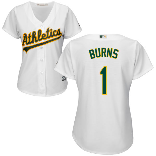 Women's Oakland Athletics Billy Burns #1 Majestic White Authentic Cool base Jersey