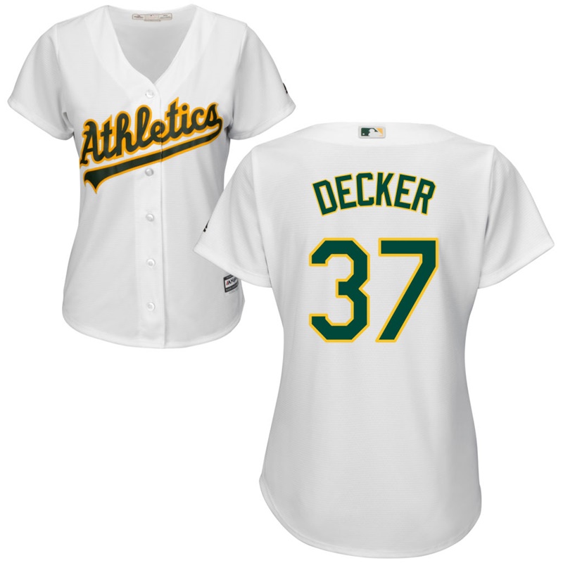 Women Oakland Athletics #37 Jaff Decker Home White Cool Base Jersey