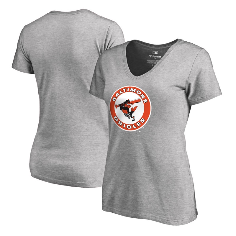 Women Baltimore Orioles Gray Cooperstown Collection Forbes T-Shirt