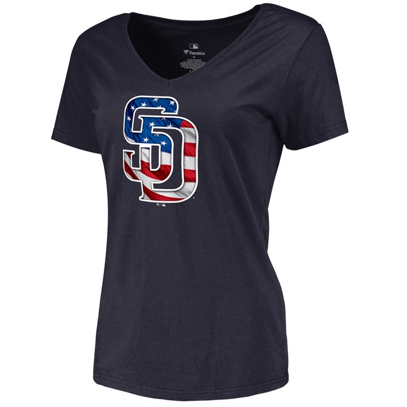 Women San Diego Padres Slim Fit Banner Wave Navy T-Shirt