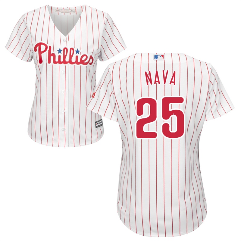 Women Philadelphia Phillies #25 Daniel Nava Home White Cool Base Jersey