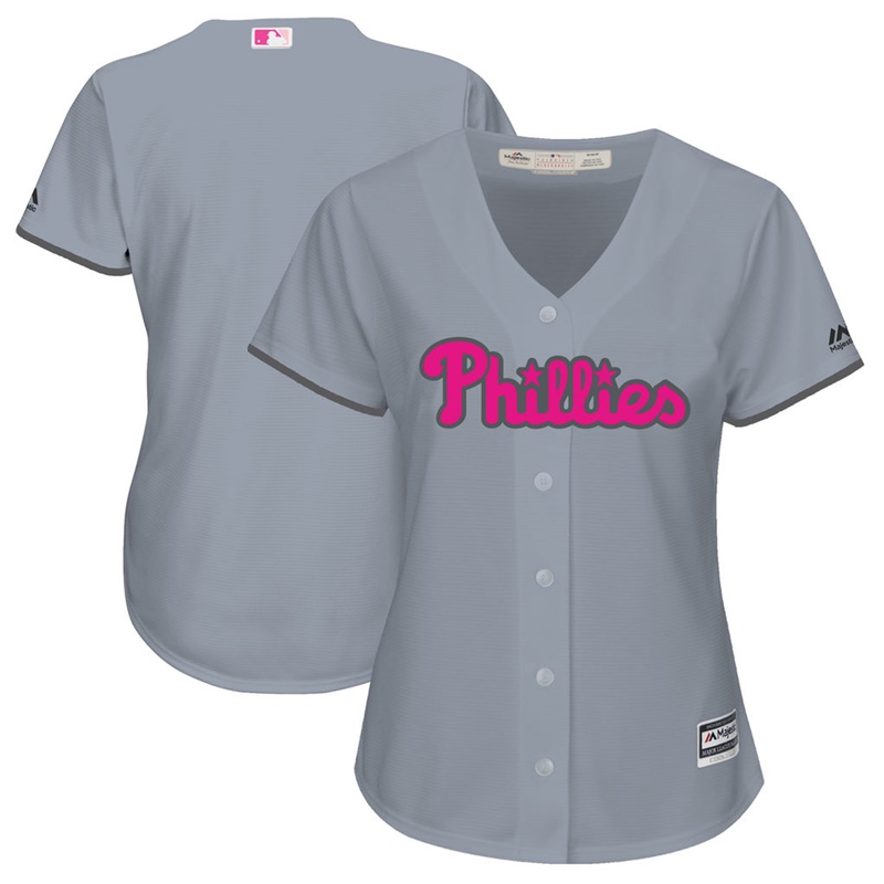 2017 Mother's Day Philadelphia Phillies Women Gray Cool Base Replica Jersey