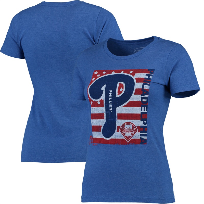 Philadelphia Phillies Royal Stars & Stripes Flag T-Shirt -  Women