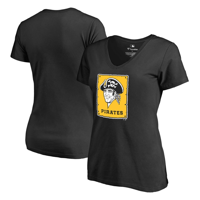 Women Pittsburgh Pirates Black Cooperstown Collection Forbes T-Shirt