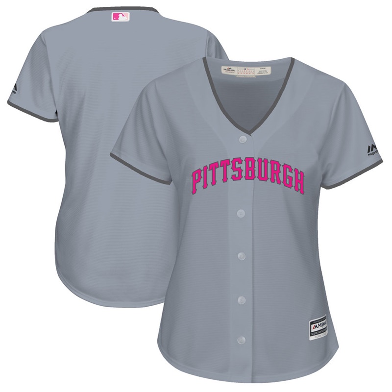 2017 Mother's Day Pittsburgh Pirates Women Gray Cool Base Replica Jersey