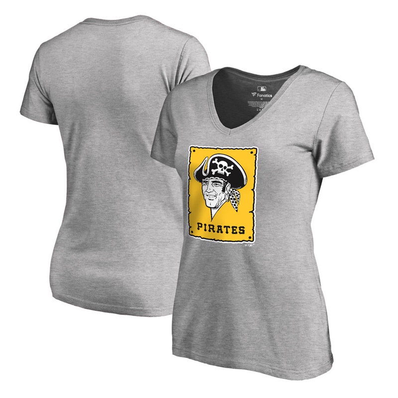 Women Pittsburgh Pirates Gray Cooperstown Collection Forbes T-Shirt