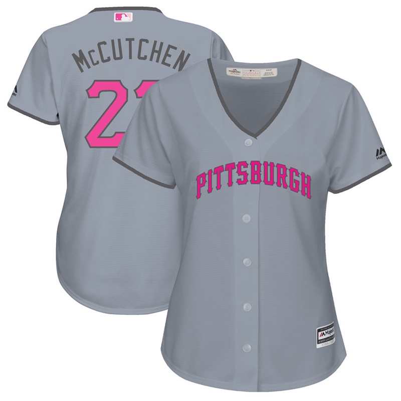 Women 2017 Mother's Day Pittsburgh Pirates #22 Andrew McCutchen Gray Cool Base Jersey