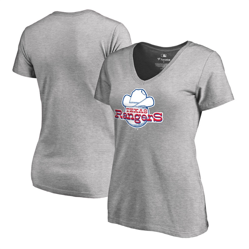 Women Texas Rangers Gray Cooperstown Collection Forbes T-Shirt