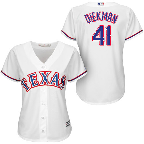 Women's Texas Rangers #41 Jake Diekman White Cool Base Home Jersey