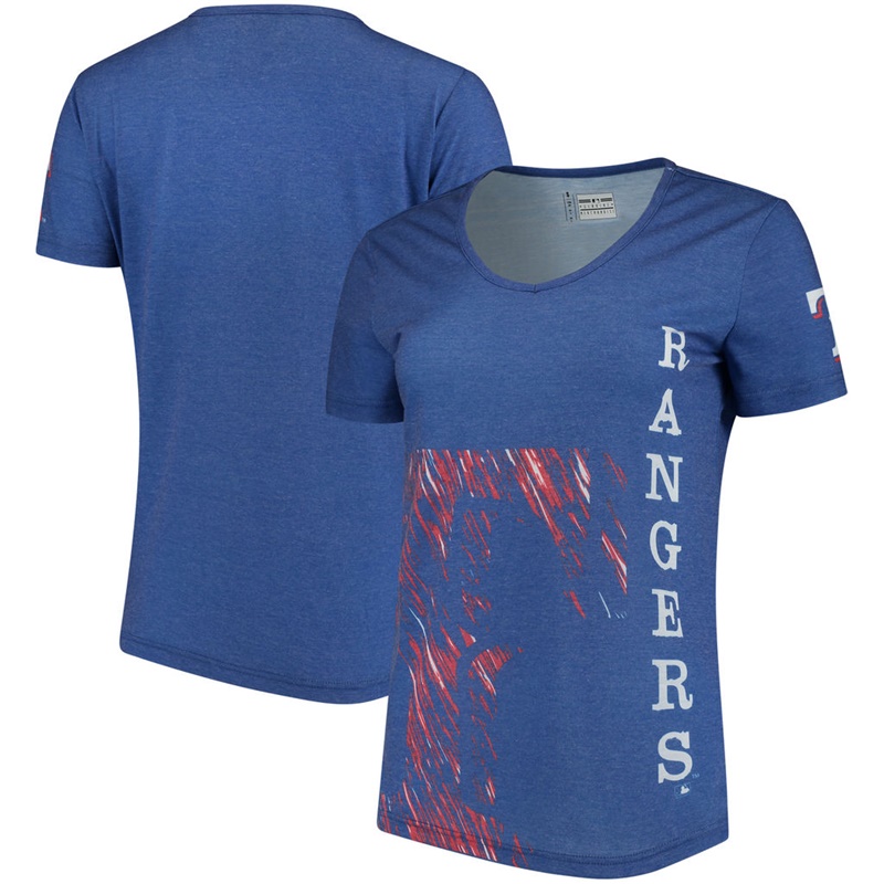 Women Texas Rangers V-Neck Static Rain Royal T-Shirt