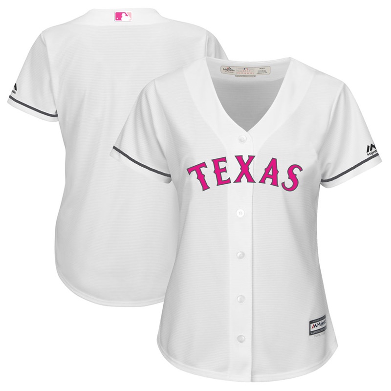 2017 Mother's Day Texas Rangers Women White Cool Base Replica Jersey