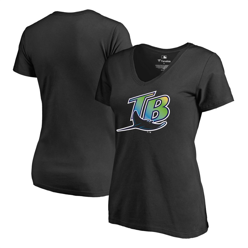 Women Tampa Bay Rays Black Cooperstown Collection Forbes T-Shirt