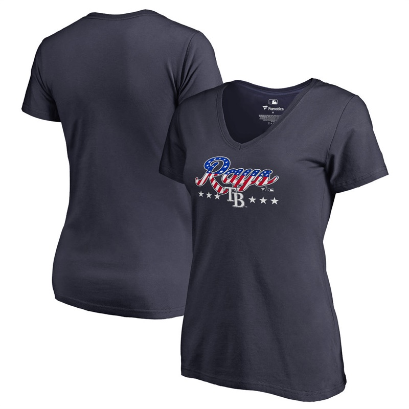 Women Tampa Bay Rays Navy Spangled Script T-Shirt