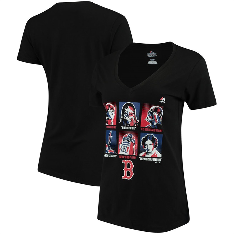 Women Boston Red Sox Main Characters II Black T-Shirt