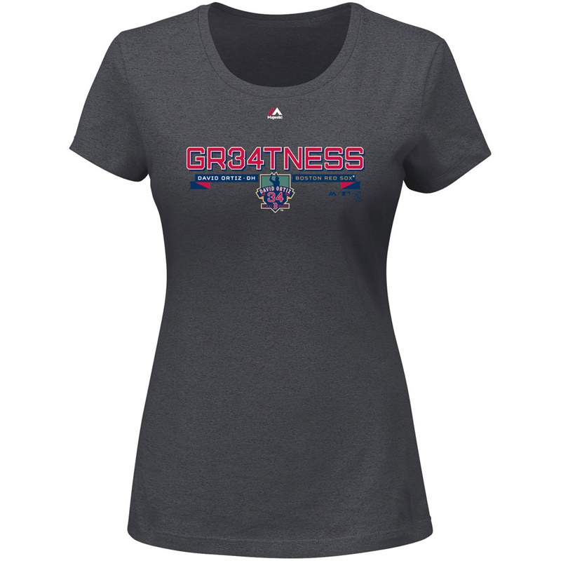 Women Boston Red Sox David Ortiz Gr34tness Final Season Gray T-Shirt