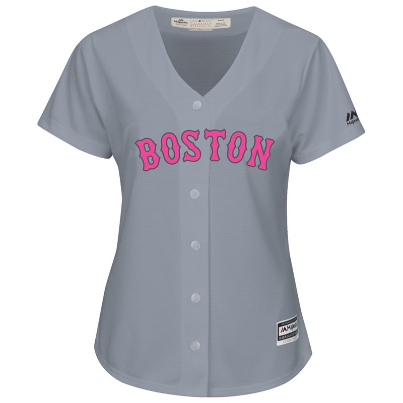 2017 Mother's Day Boston Red Sox Women Gray Cool Base Replica Jersey