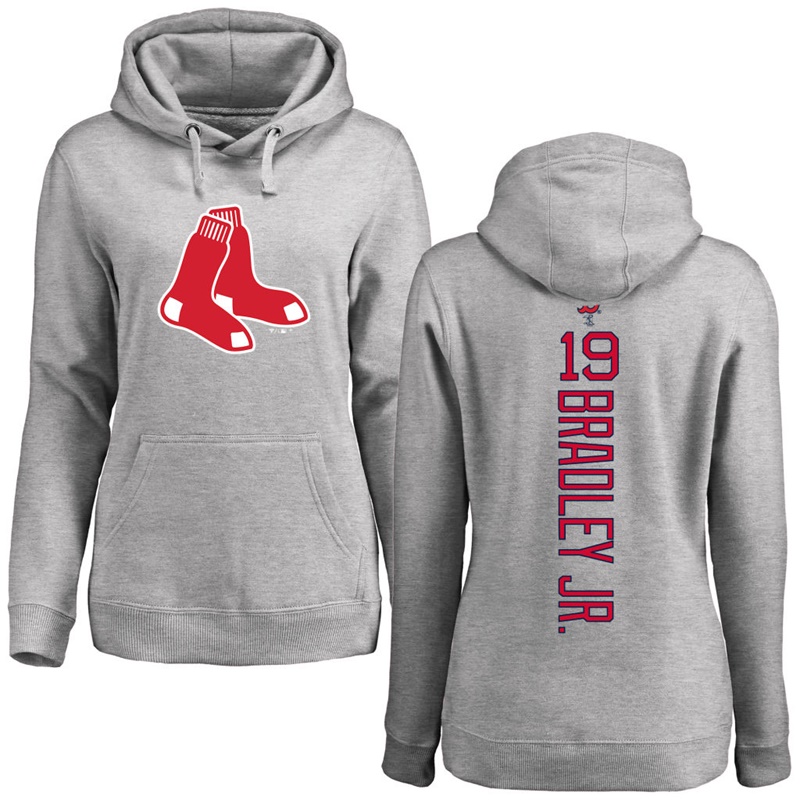 Women Boston Red Sox Jackie Bradley Jr. Gray Backer Pullover Hoodie