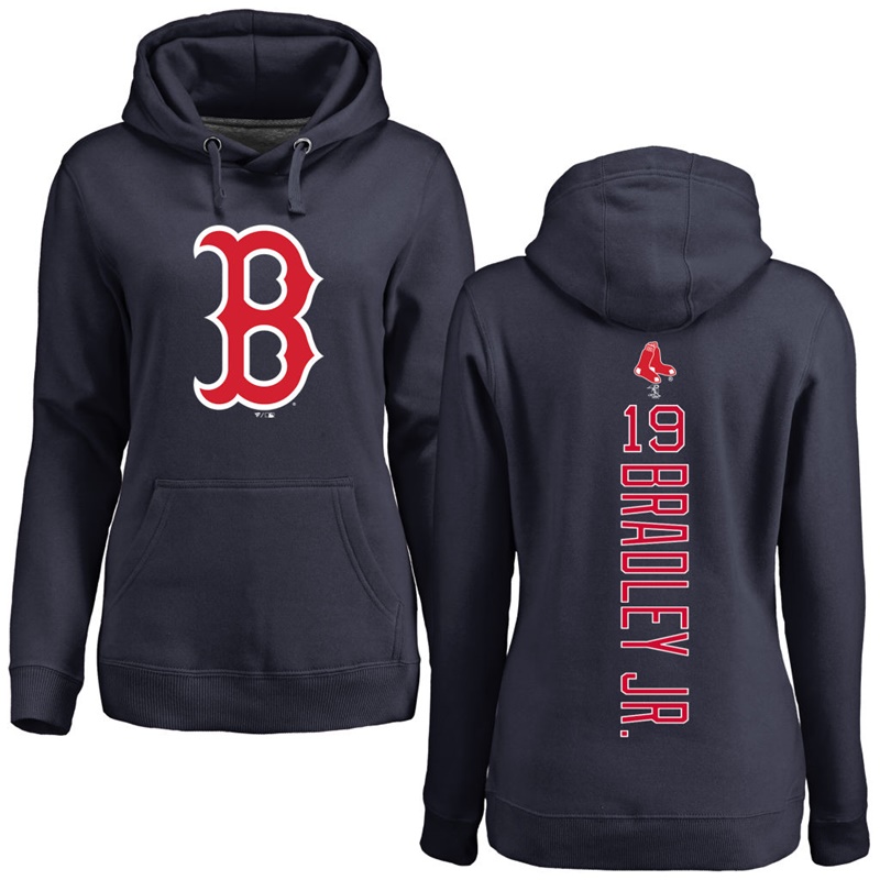 Women Boston Red Sox Jackie Bradley Jr. Navy Backer Pullover Hoodie