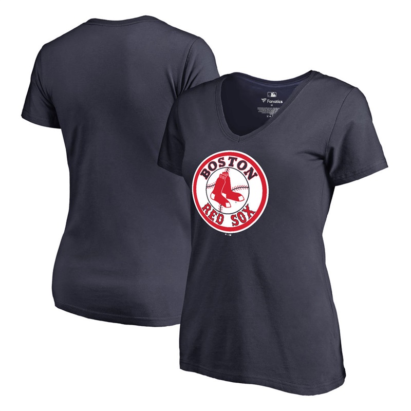 Women Boston Red Sox Navy Cooperstown Collection Forbes T-Shirt