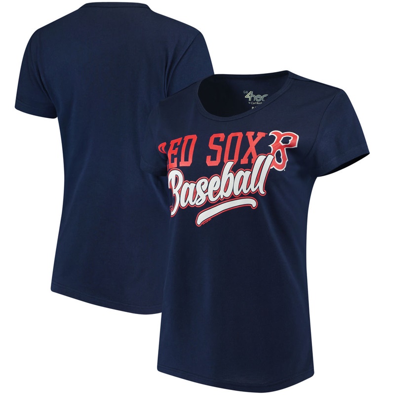 Women Boston Red Sox Endzone Fashion Navy T-Shirt