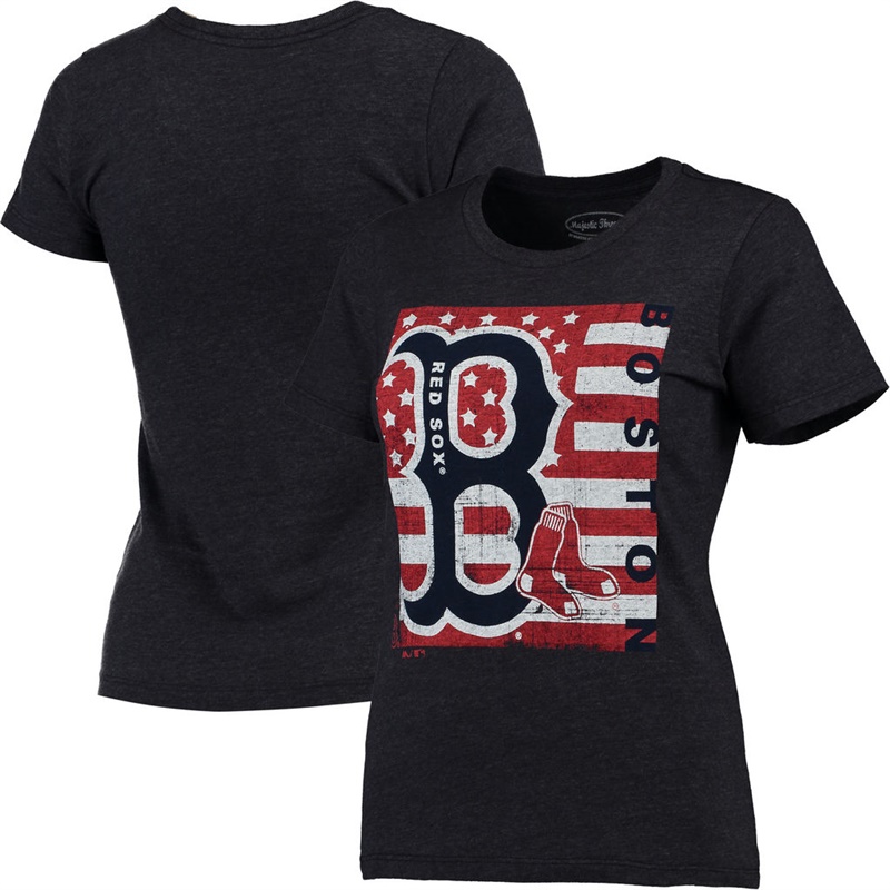 Boston Red Sox Navy Stars & Stripes Flag T-Shirt -  Women