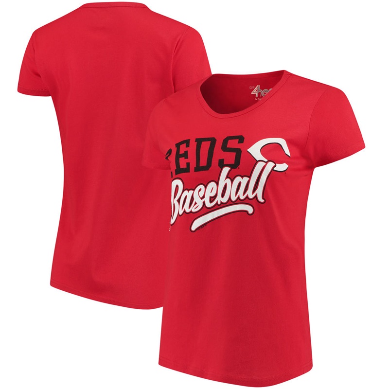 Women Cincinnati Reds Endzone Fashion Red T-Shirt