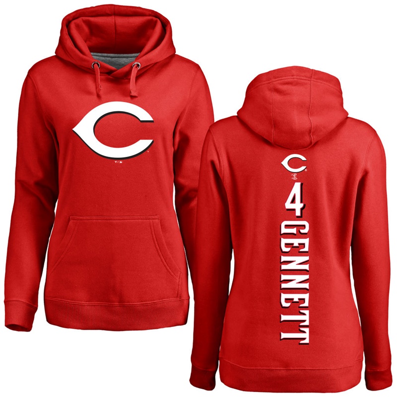 Women Cincinnati Reds Scooter Gennett Red Backer Pullover Hoodie