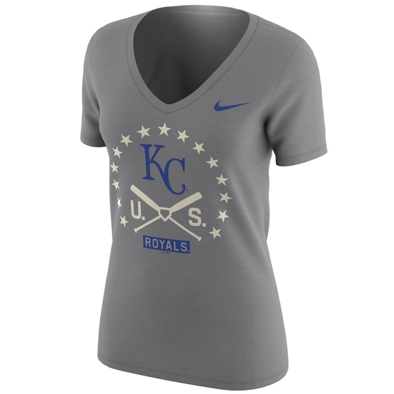 Kansas City Royals Heathered Gray V-Neck Memorial Day T-Shirt -  Women