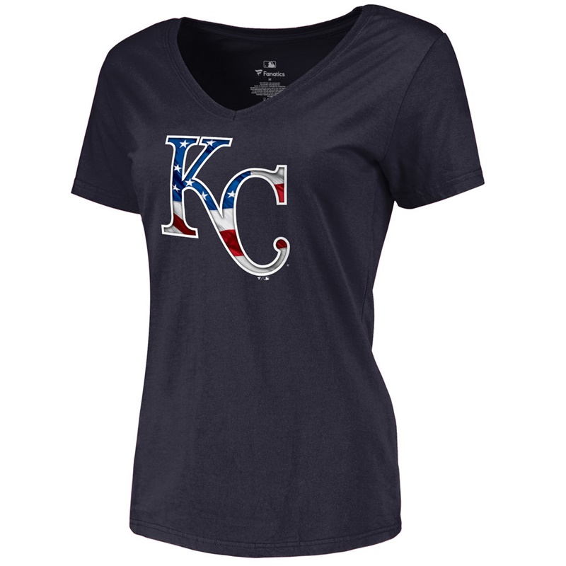 Women Kansas City Royals Slim Fit Banner Wave Navy T-Shirt