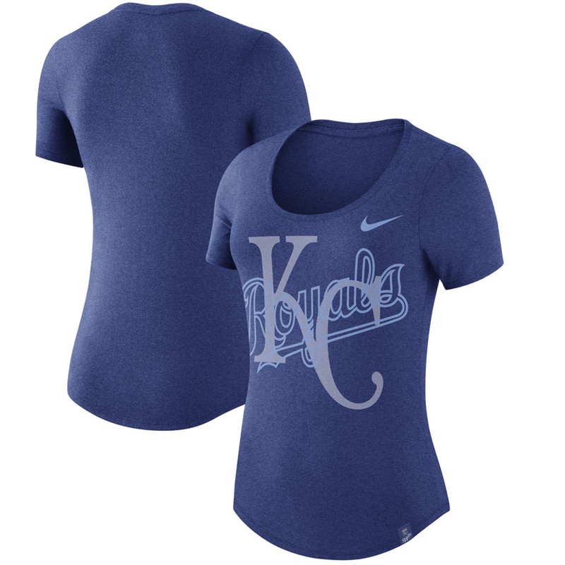 Women Kansas City Royals Burnout Scoop Neck Performance Royal T-Shirt