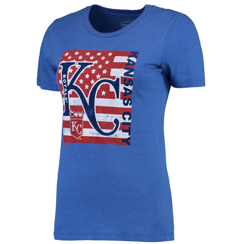 Kansas City Royals Royal Stars & Stripes Flag T-Shirt -  Women