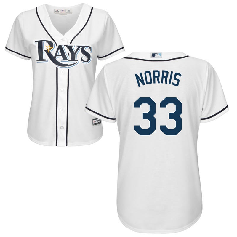 Women Tampa Bay Rays #33 Derek Norris Home White Cool Base Jersey