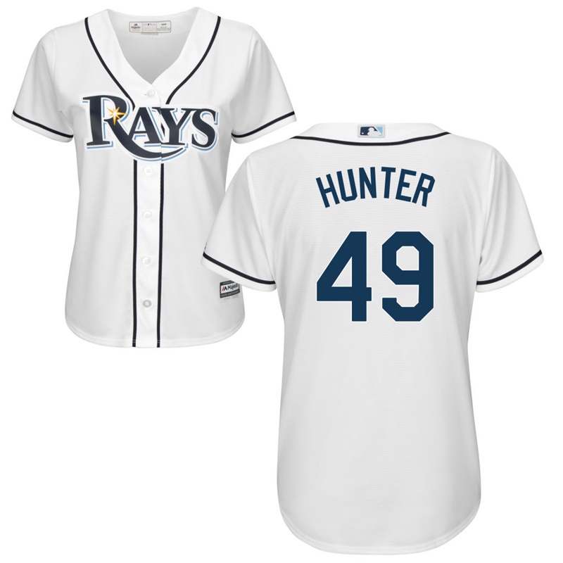 Women Tampa Bay Rays #49 Tommy Hunter Home White Cool Base Jersey