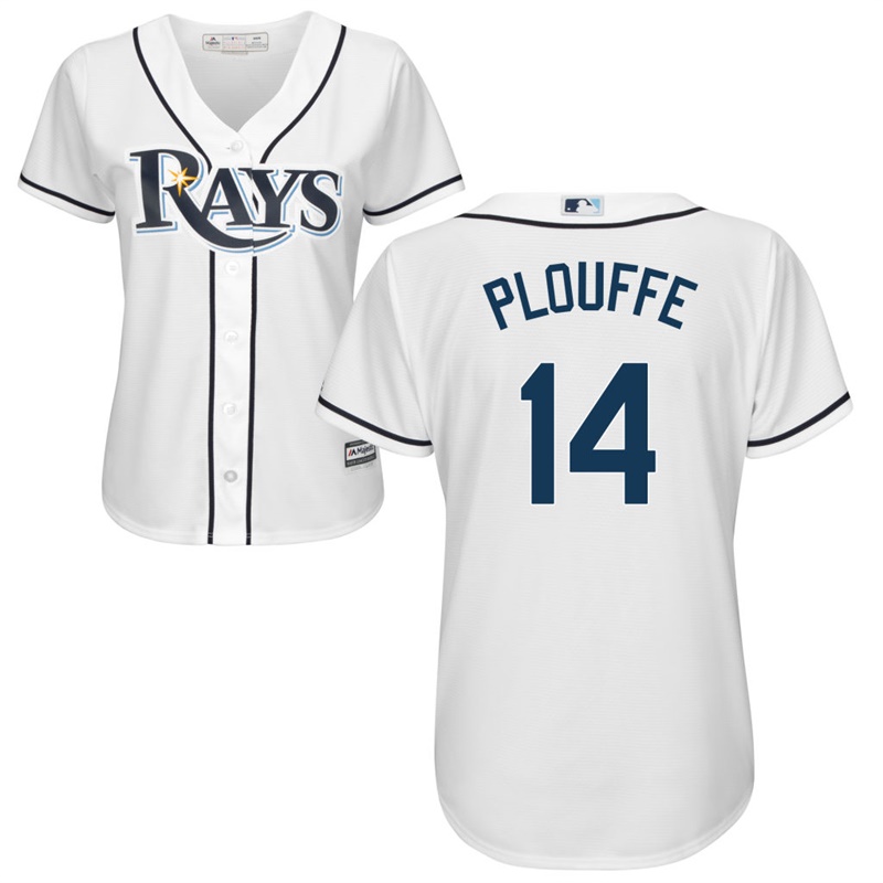 Women Trevor Plouffe #14 Tampa Bay Rays Home White Cool Base Jersey