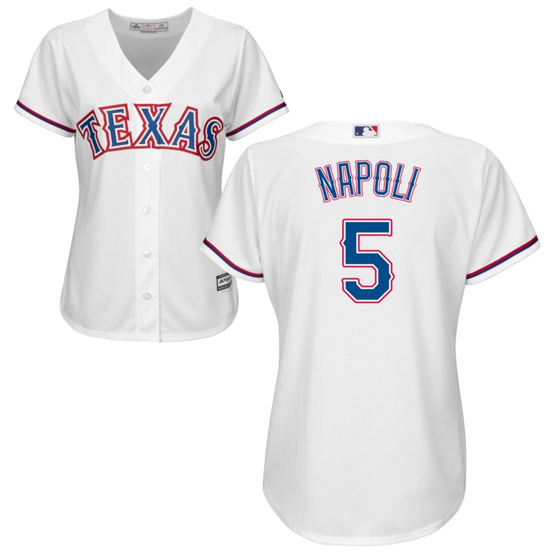 Women Texas Rangers #5 Mike Napoli Home White Cool Base Jersey