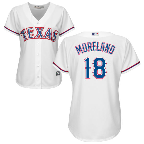 Women's Texas Rangers Mitch Moreland #18 Majestic White Authentic Cool base Jersey