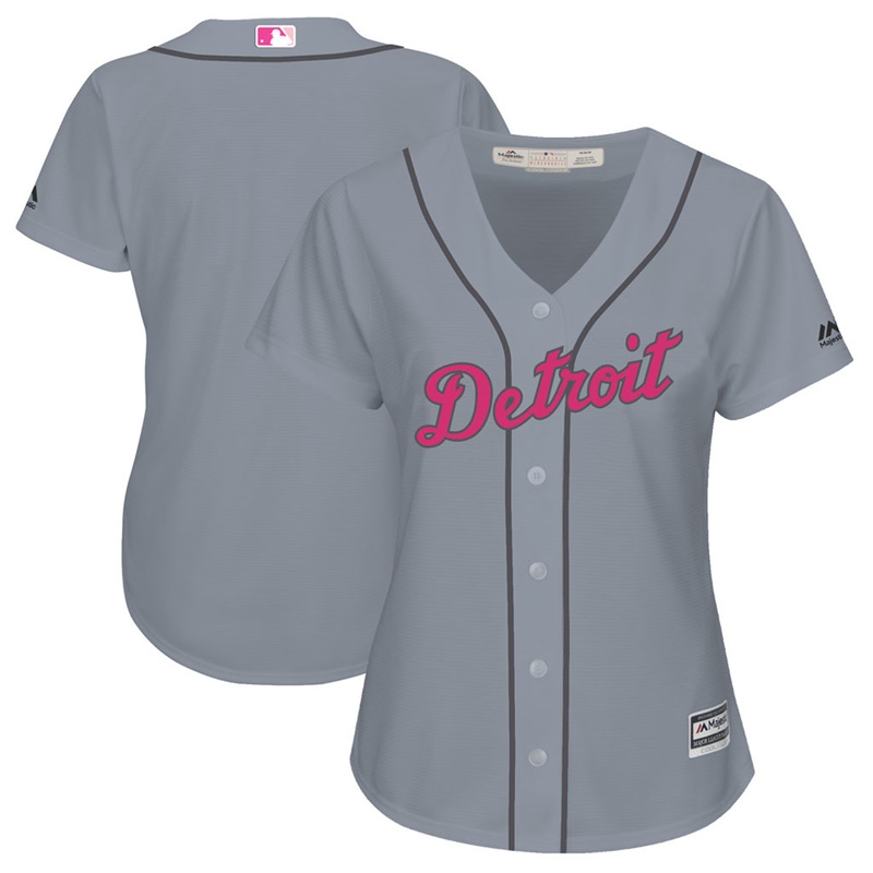 2017 Mother's Day Detroit Tigers Women Gray Cool Base Replica Jersey