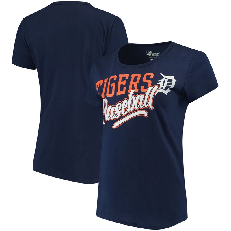 Women Detroit Tigers Endzone Fashion Navy T-Shirt