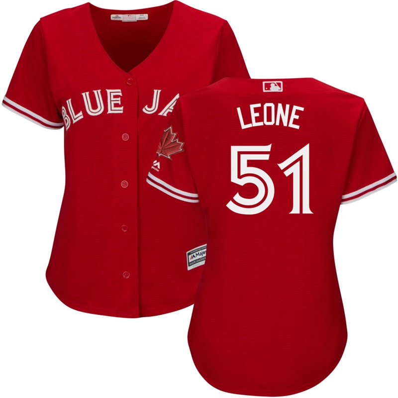 Women Toronto Blue Jays #51 Dominic Leone 2017 Replica Scarlet Cool Base Jersey