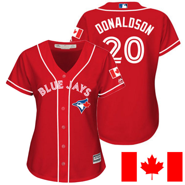 Women's Toronto Blue Jays Josh Donaldson #20 Majestic Red 2016 Canada Day Cool Base Jersey