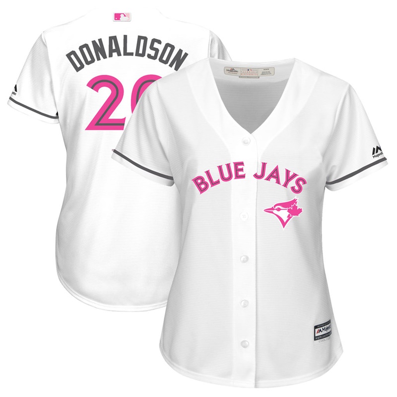 Women 2017 Mother's Day Toronto Blue Jays #20 Josh Donaldson White Cool Base Jersey