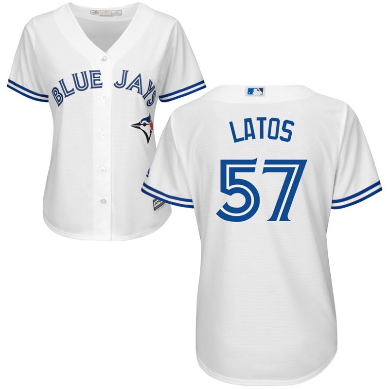 Women Toronto Blue Jays #57 Mat Latos Home White Cool Base Jersey