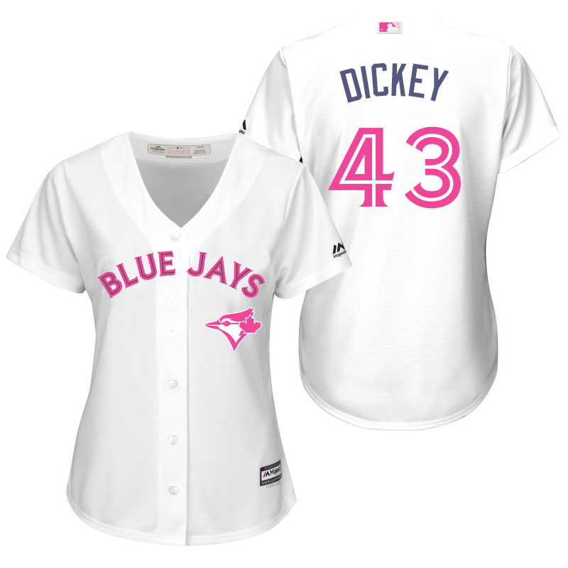 Women's Toronto Blue Jays #43 R.A. Dickey White Home 2016 Mother's Day Cool Base Jersey