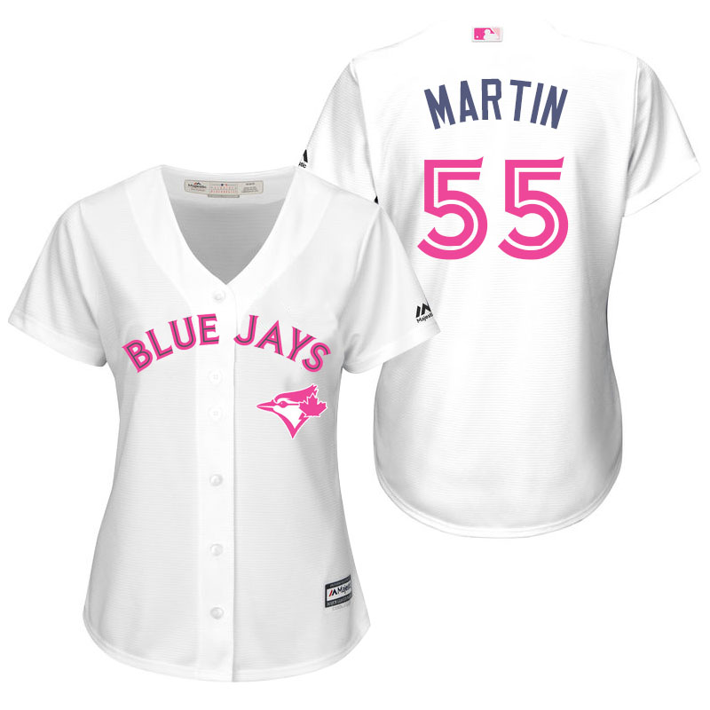 Women's Toronto Blue Jays #55 Russell Martin White Home 2016 Mother's Day Cool Base Jersey