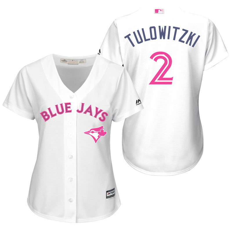 Women's Toronto Blue Jays #2 Troy Tulowitzki White Home 2016 Mother's Day Cool Base Jersey