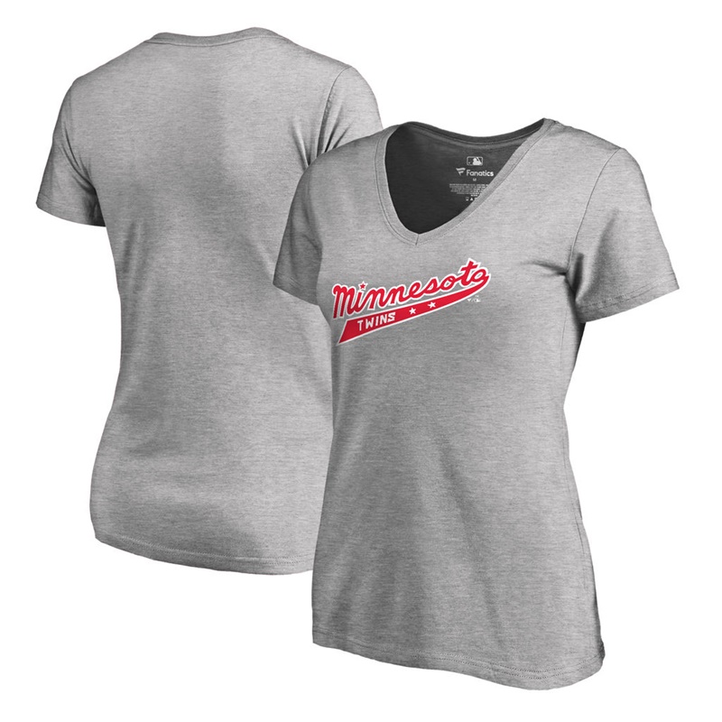 Women Minnesota Twins Gray Cooperstown Collection Forbes T-Shirt