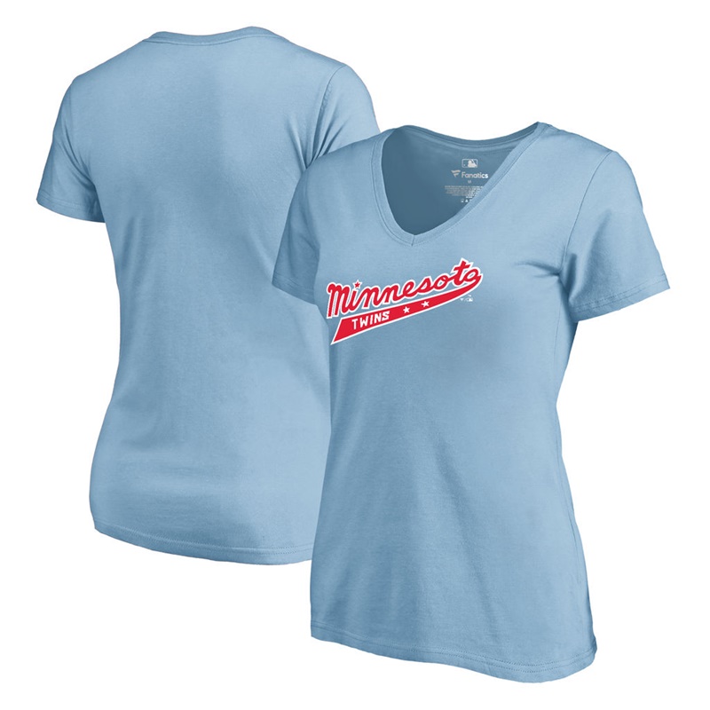 Women Minnesota Twins Light Blue Cooperstown Collection Forbes T-Shirt